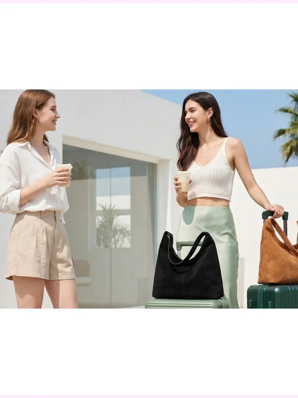 Slouchy Suede Hobo Bag for Women Faux Suede Leather Shoulder Tote Purse Work